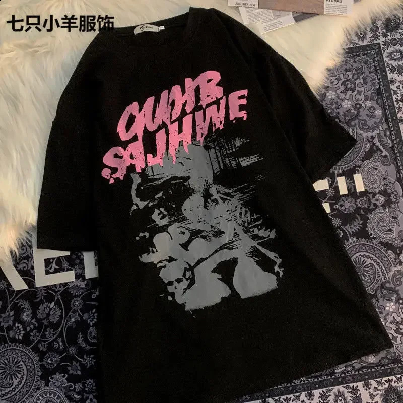Mens oversized anime printed womens Tshirt plus size street Harajuku fashion funny graphic 100 cotton 240821