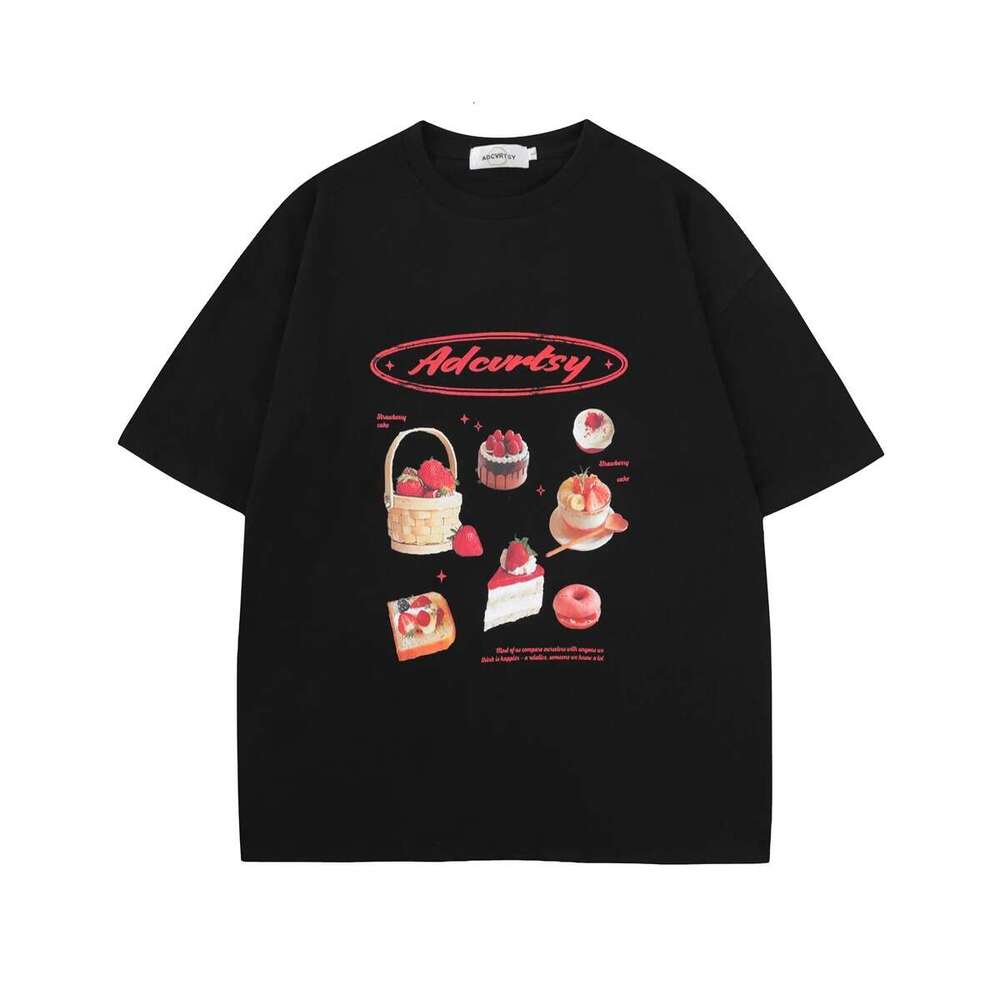 Strawberry Chic Print for Women Japanese Haruku Short Sleeve O Neck Streetwear T-shirt Large 3XL Summer Woman T Shirts