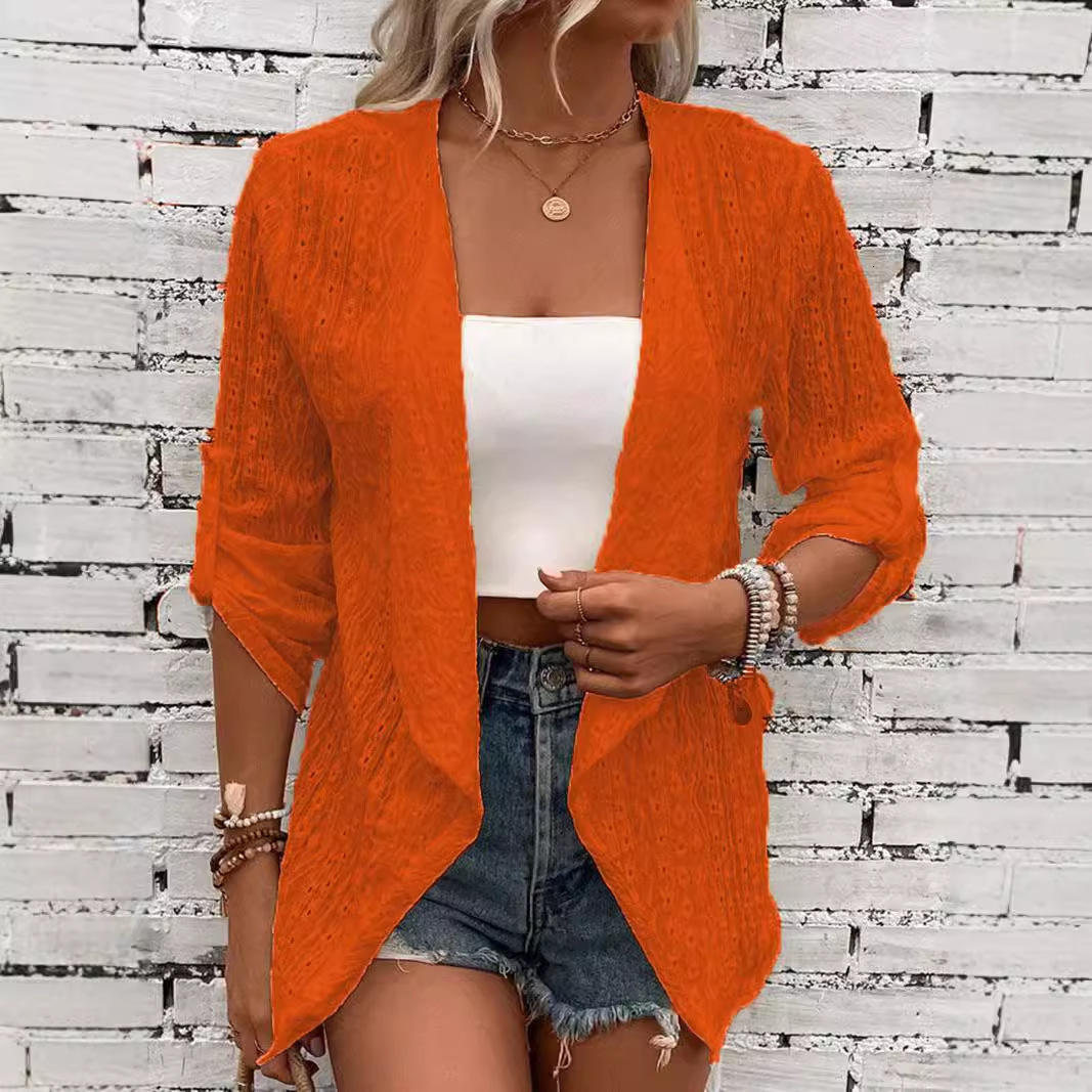 2024 Autumn/Winter TEMU New Women's Solid Color Casual Knitted Cardigan