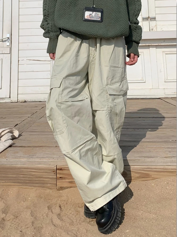 HOUZHOU Techwear Parachute Wide Cargo Pants Men Hip Hop Wide Leg Trousers Male Quick Drying Streetwear Loose Oversize Korean 240814