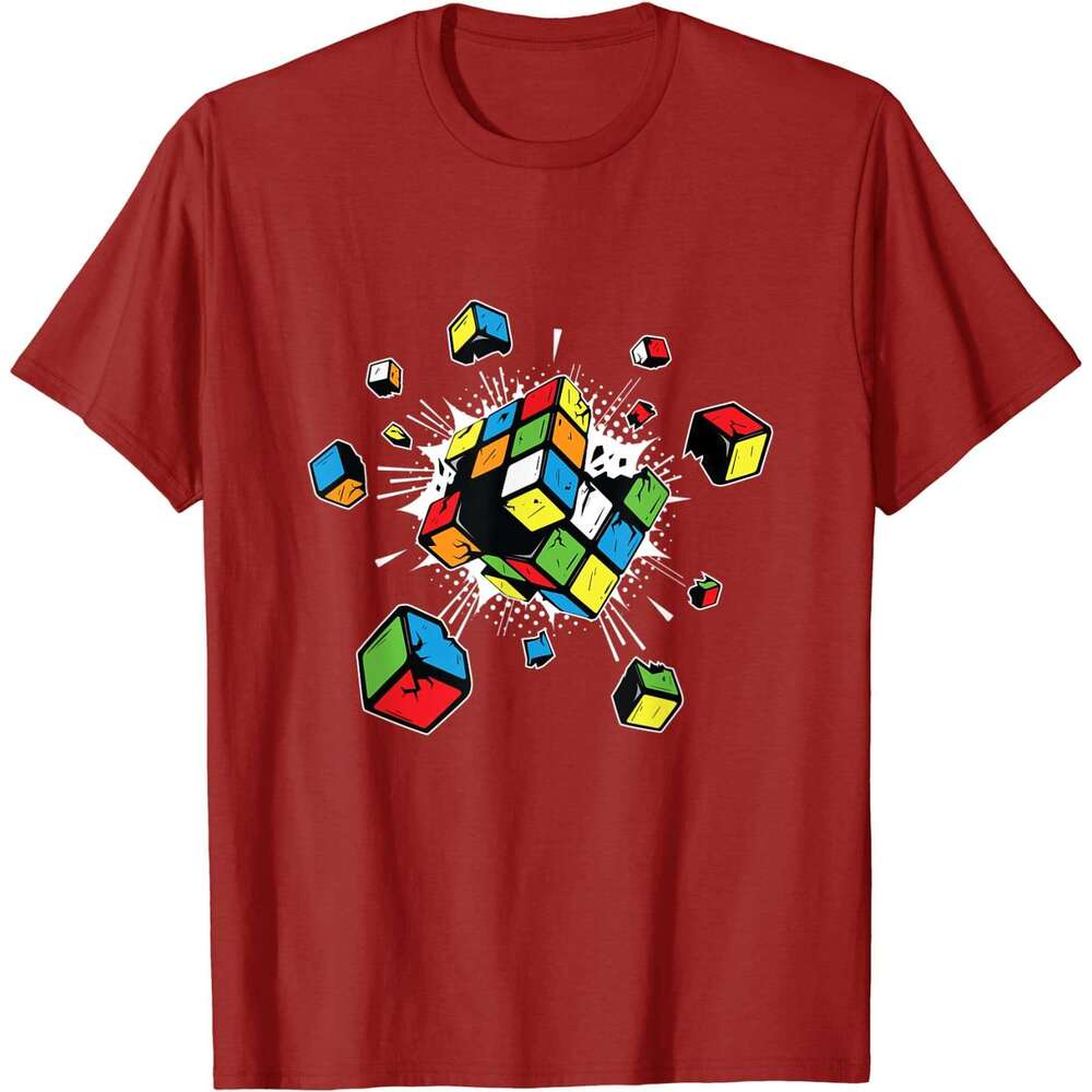 rubix Exploding rubi rubics cube present gift for kids T-Shirt Fiess Tight Tshirts Classic Tops & Tees Cotton Men Casual cs
