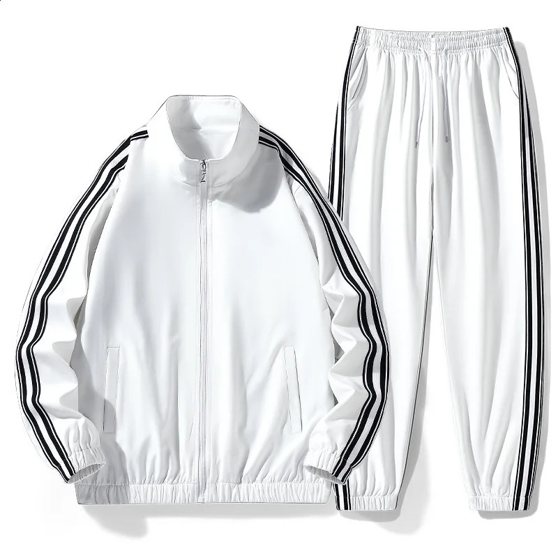 Sports Set Couple Striped Sports Pants Trendy Casual Fashion Youth Handsome Jacket Set Tracksuits Clothes 240821