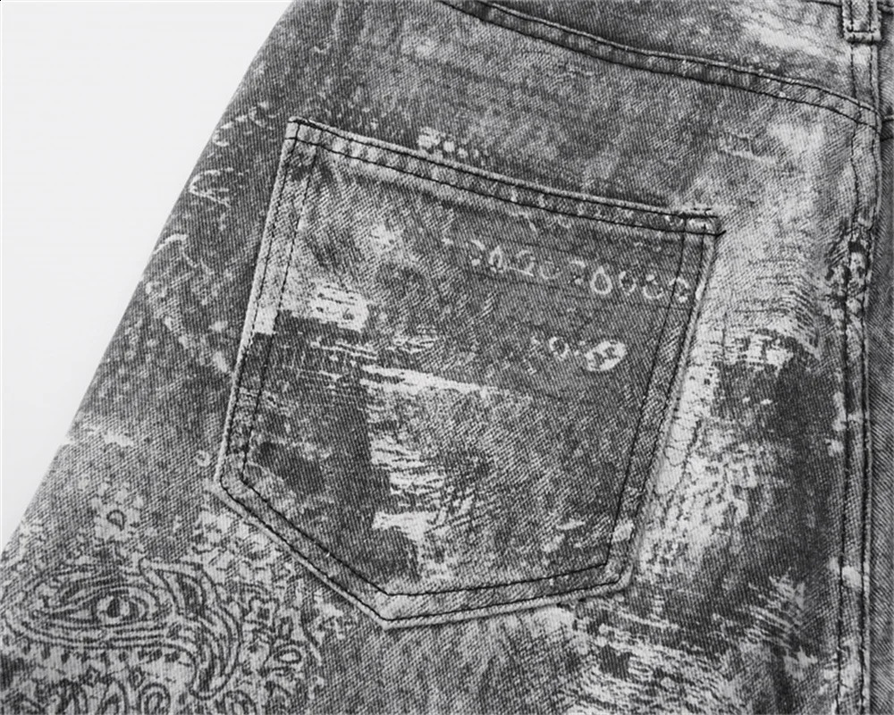 All Print Graffiti Digital Printed Jeans High Quality Straight Leg Jeans For Men Women 240821