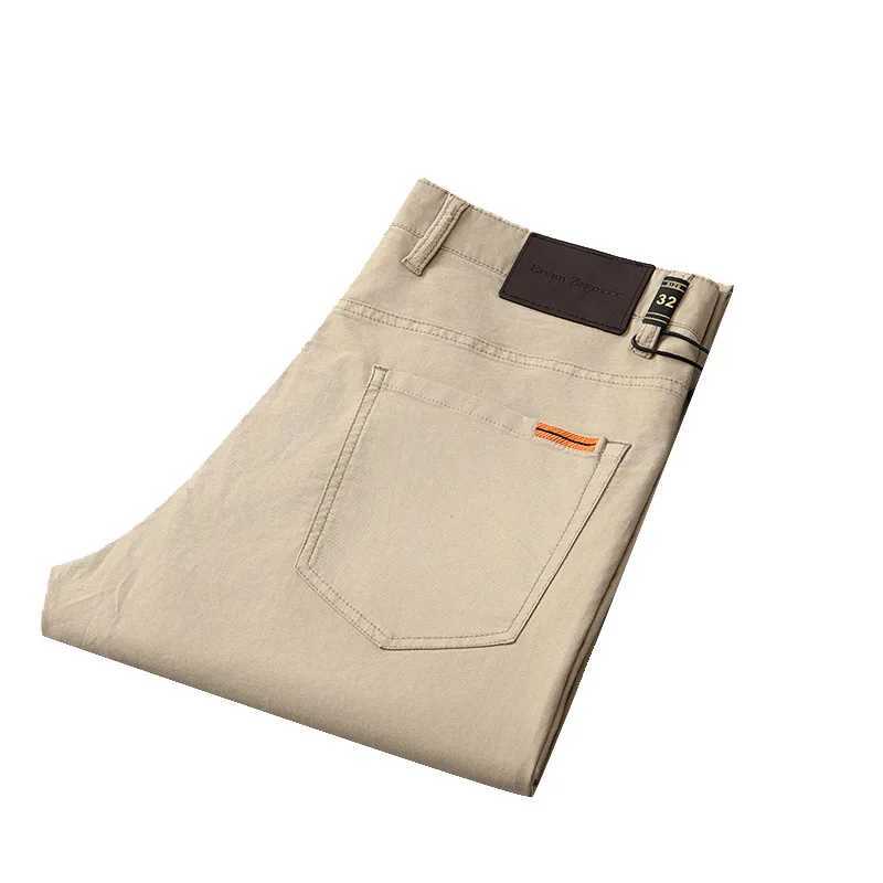 Cotton fabric mens straight black white blue casual pants mens work clothes mens formal business pantsW240725