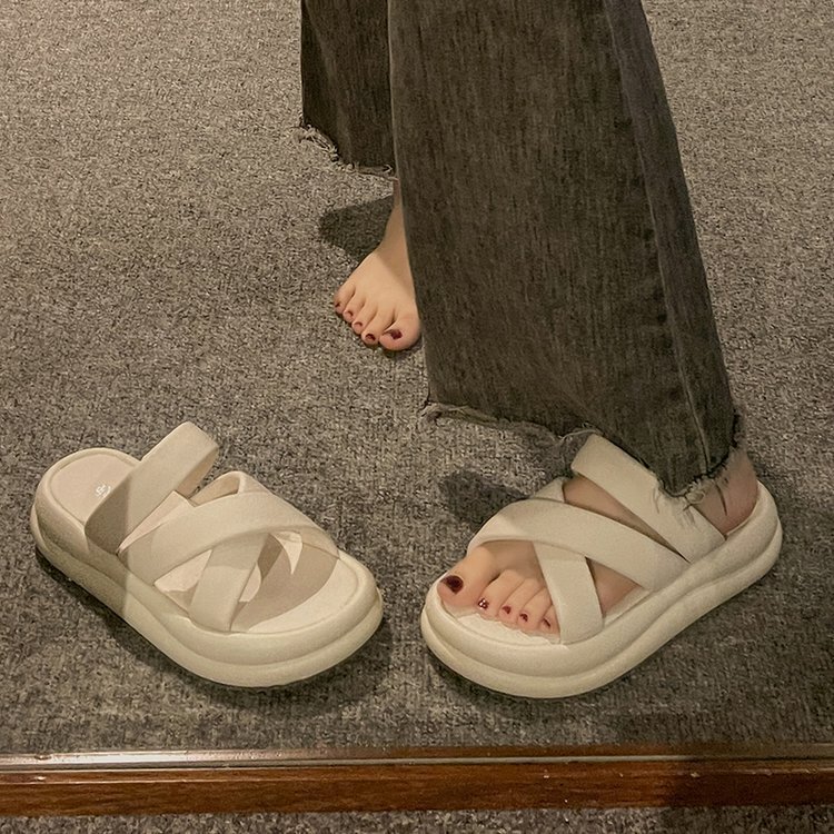 Ddmysports Thick Soled Slippers Women Summer Fashionable Versatile Woven In A Straight E Suitable For External Wear Non Slip And Casual Cooldown OUTDO