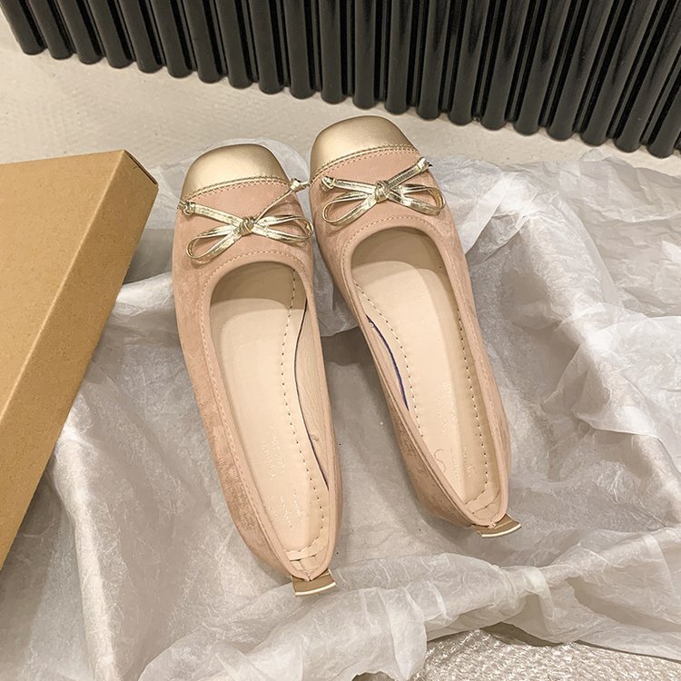 Ddmysports French Bow Flat With Soft Soles Single Kick Grandma Spring And Summer Styles Bean Mom S Women Shoes Scoop OUTDOOR