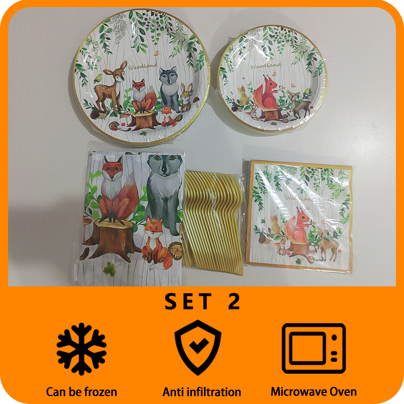 Jungle animal themed birthday decoration tableware set suitable for animal themed party birthday supplies