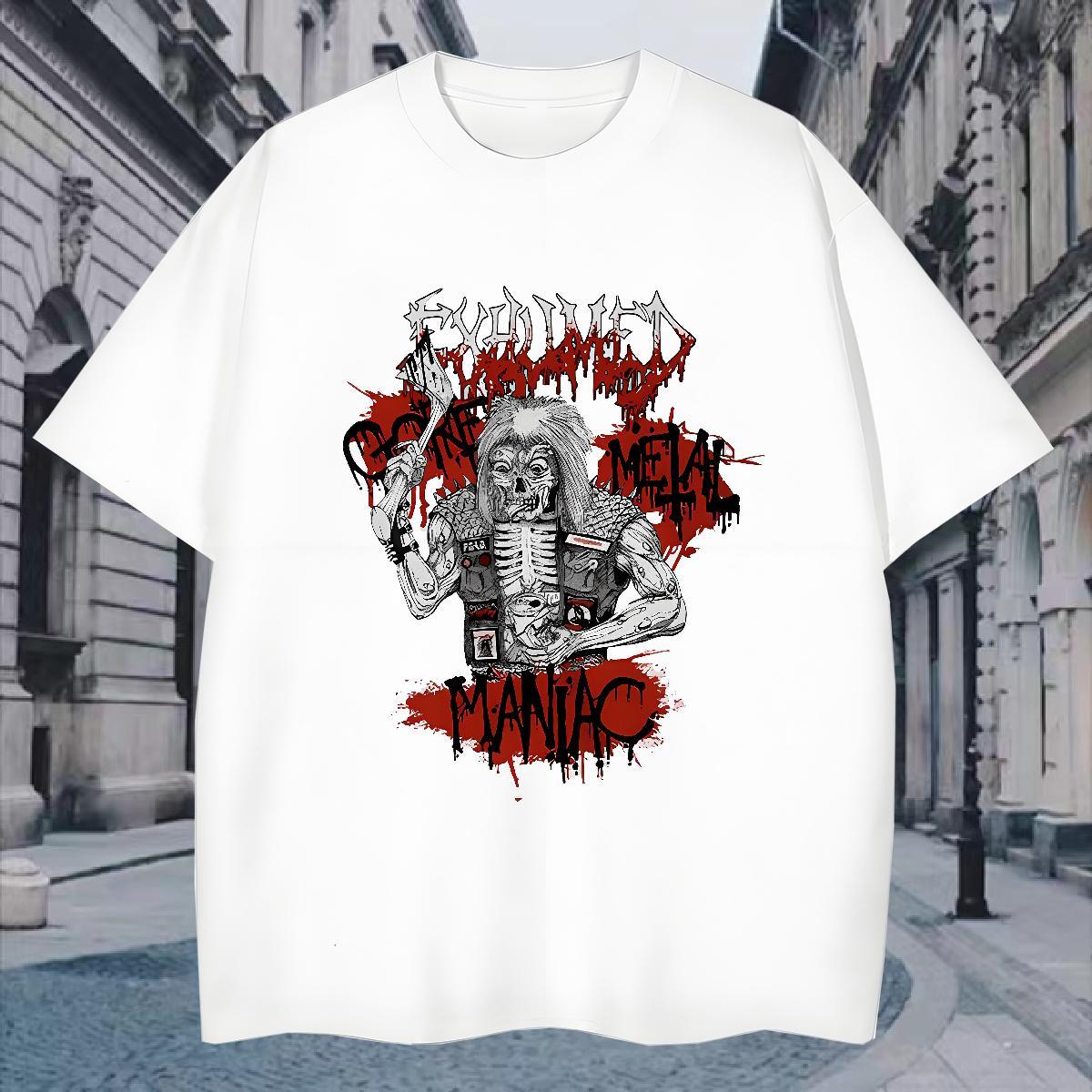 Designer Tshirts 230g 100% Cotton Street skull Crew Neck Breathable T shirt Loose DIY Polos