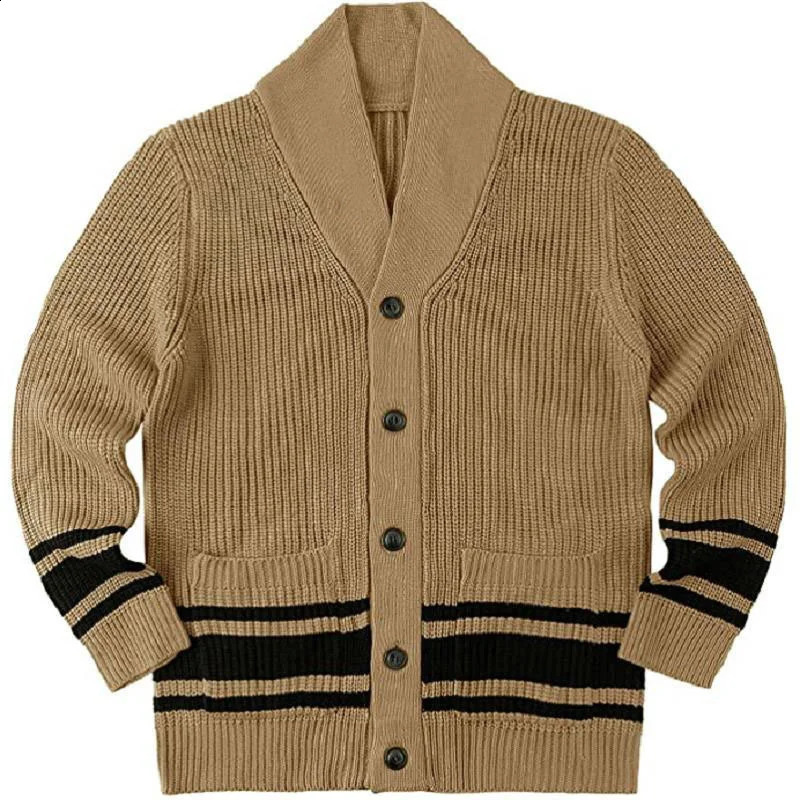 Mens Printed Knitted Cardigan Elegant Trendy Personality Jacquard Sweater Autumn Winter Fashion Casual Jacket Clothes 240821