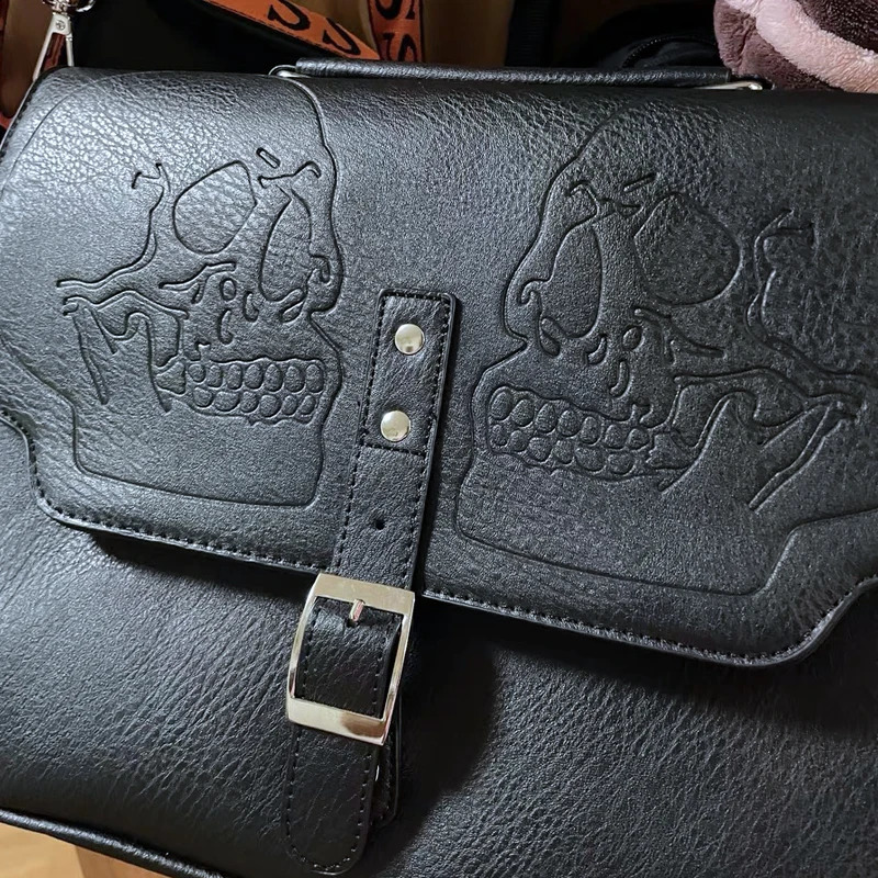 England Style Messenger Bag For Womens er Handbag Purses In Printed Embossed Head Rivet Briefcase Shoulder 240820