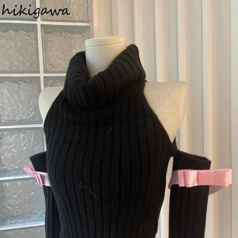 Trimmed sweater womens dress turtle collar tuned sexy skydiving fashionable irregular knitted floral sweetheart Y2k top women 240821