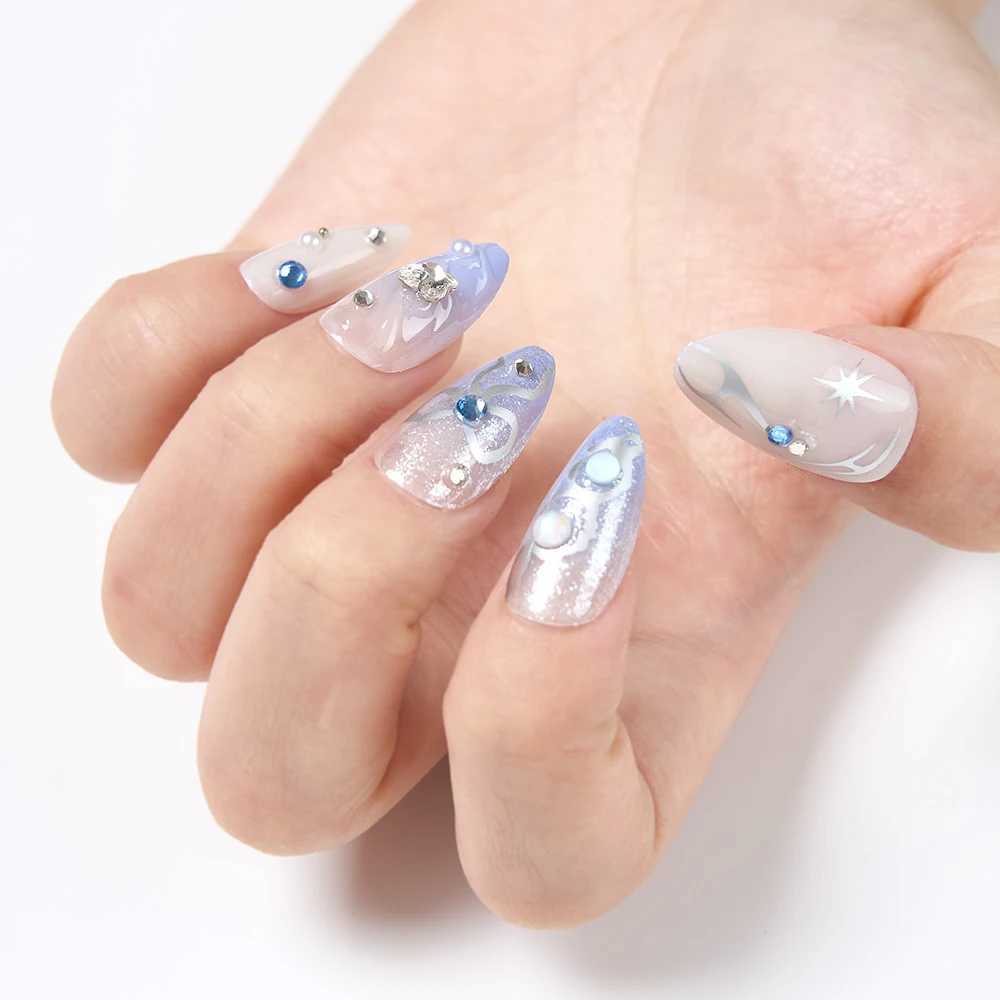 24pcs Sweet Cool y2k Style Ballet False Nails With Glue Acrylic Press on Nails Coffin Almond Full Cover Fake Nails Stick on NailXJ241025