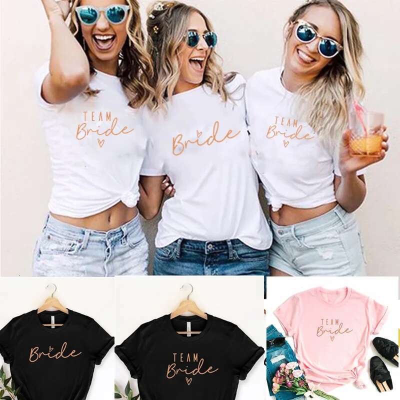 wer Women Team Bride To Be Squad T-shirts 2024 EVJF Hen Party Bachelorette Girl Wedding Female Tops Tees ps