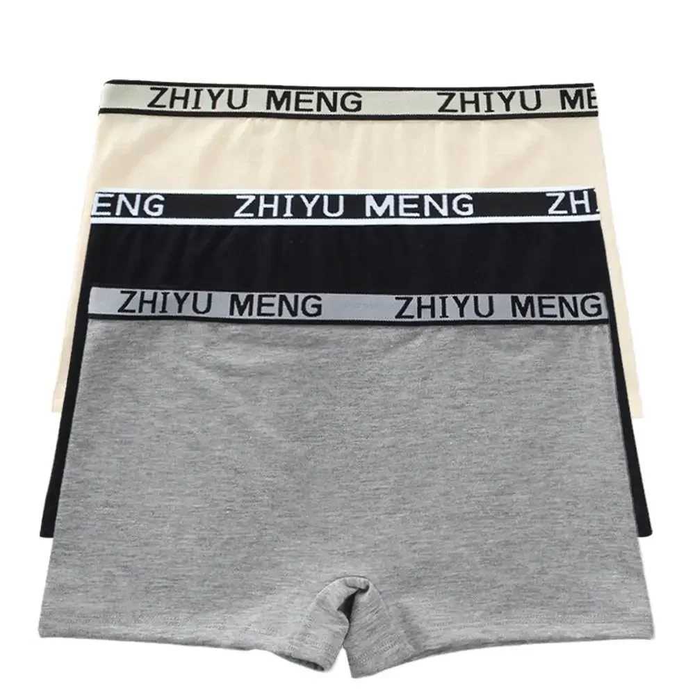 3PCS High School Girls Underwear Boxer Trousers Young Children Cotton Solid Color Base Student Breathable Underwear Kids Panties Y240821