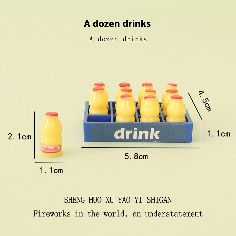 Miniature simulation beverage frame, mini milk bottle, micro landscape, baby house decoration technology, ornaments, accessories