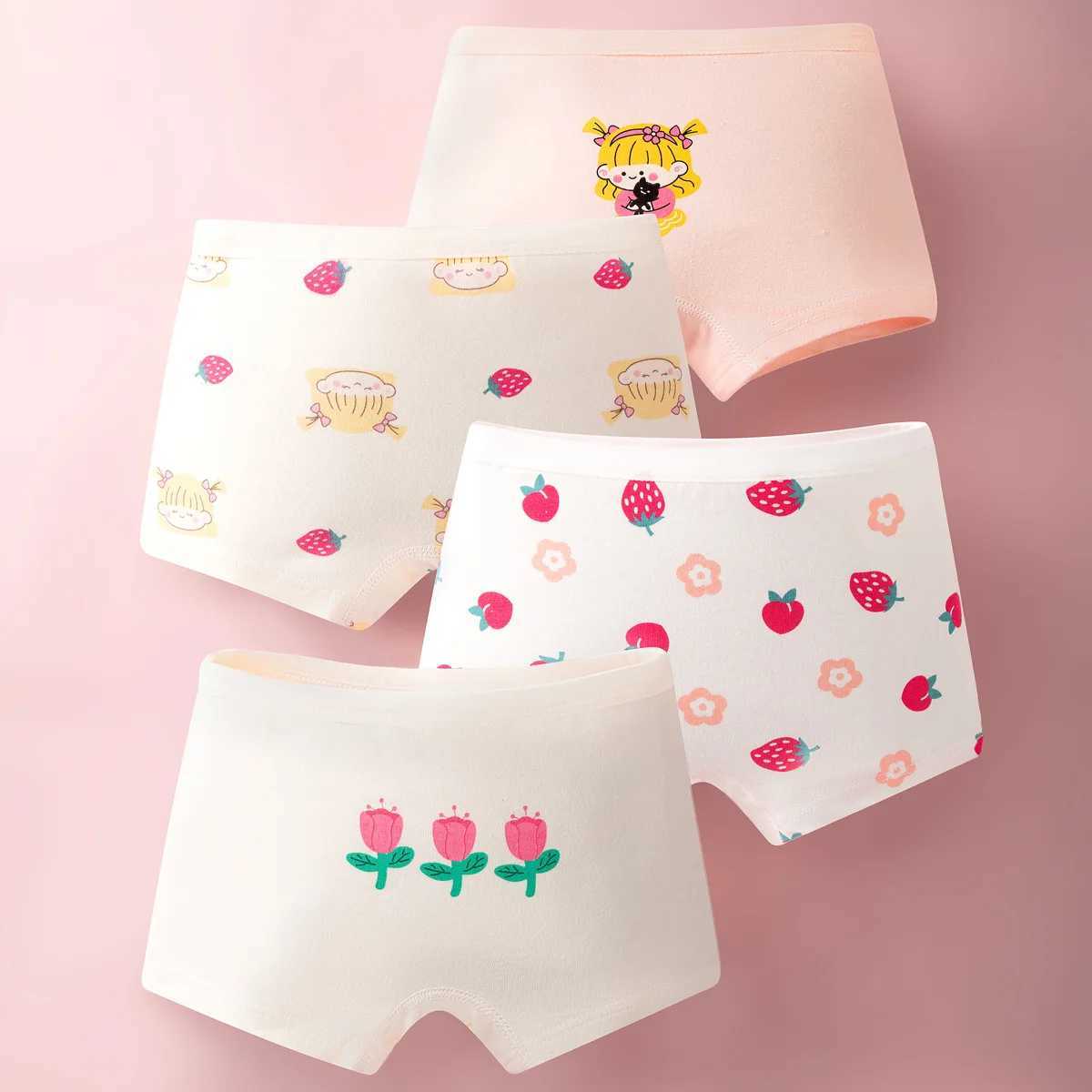 Girls Panties 4pcs/lot Briefs for Kids Cartoon Teenage Underwear for Girls Cotton Children Shorts Young Girl Thong 1-14years Y240821