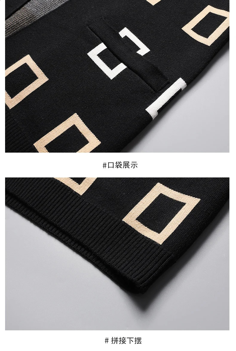 Men Autumn Winter Cashmere Plaid Print Knitted Cardigan Fashion Handsome Long Sleeve Cardigan Jacket Soft Warm Male Sweater Coat 240821