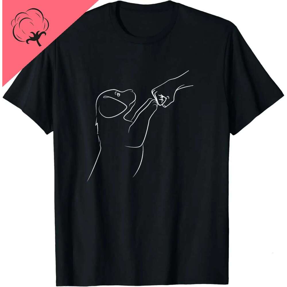 People and Punch Hand Dog Man Friendship Bump Dog's Paw T-Shirt Men Women Clothing Pet Streetwear H 's