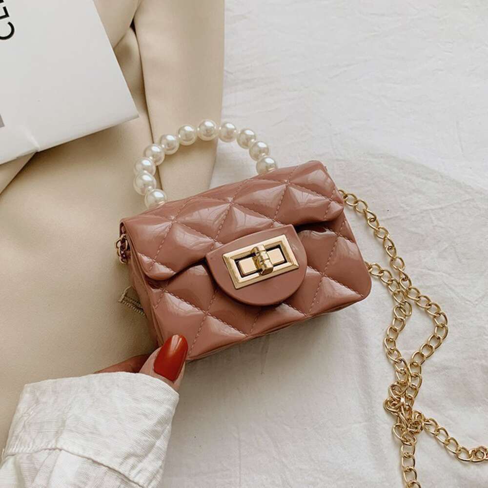 Children's 2024 New Mini Jelly gge Small Fragrant Pearl Handheld Single Cross Shoulder Chain Bag F3.5-08.21