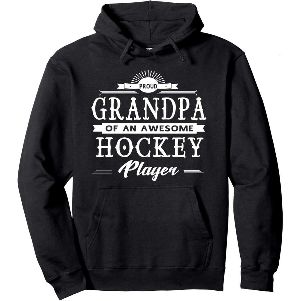 Hoodie for Mens Womens sweatshirt Proud Grandpa OF an Awesome Hockey Player Hoodie Graphic Hoodies Pullover Long Sleeve