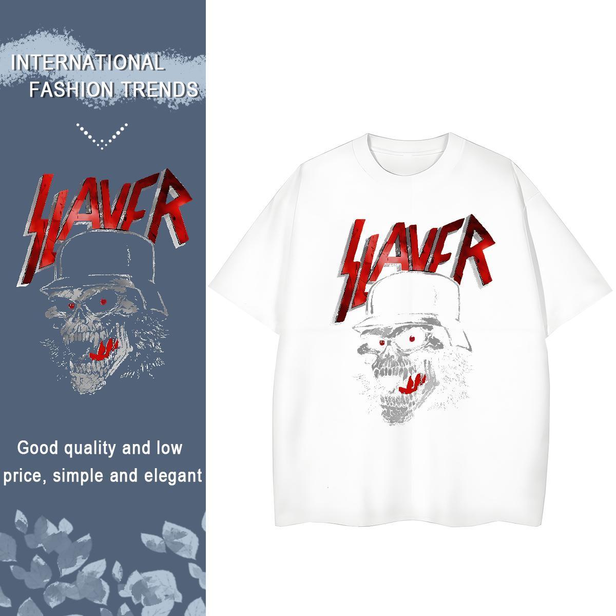 Fashion New skull Mens Tshirts 230g Cotton T Shirt For Man Anime Print Hip Hop Short Sleeve Soft TOP Quality Wear