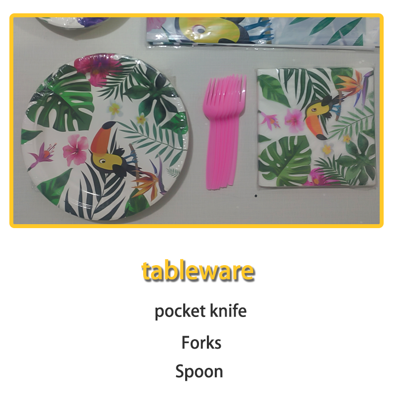 Tropical Rainforest Birthday Decoration Tableware Set Suitable for Theme Party Birthday Supplies