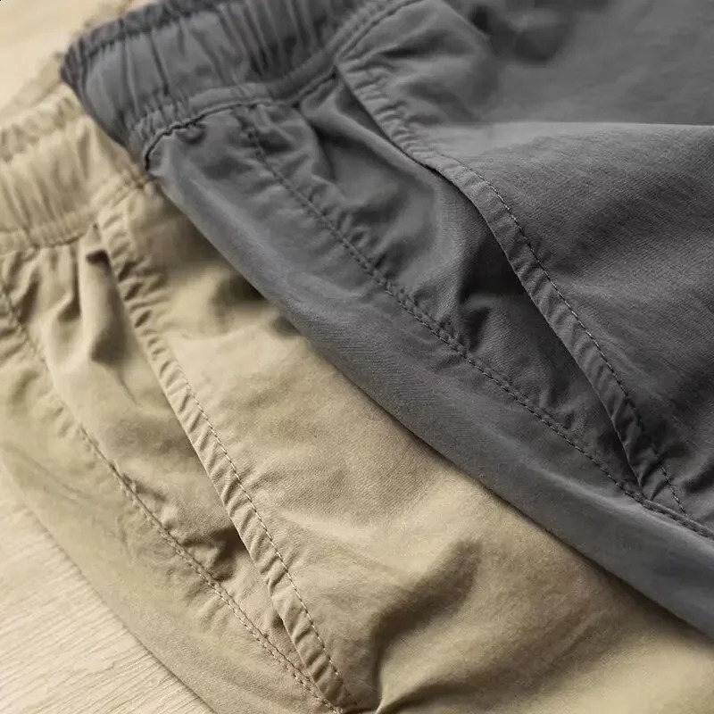 High quality cotton casual mens pants spring style loose fit straight leg thin cargo 240821