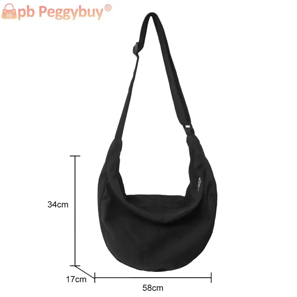 Messenger Bag Crescent Womens Cross Body Bag Solid Color Simple Fashion Japanese Style Casual Large Capacity Travel Sling Bag 240820