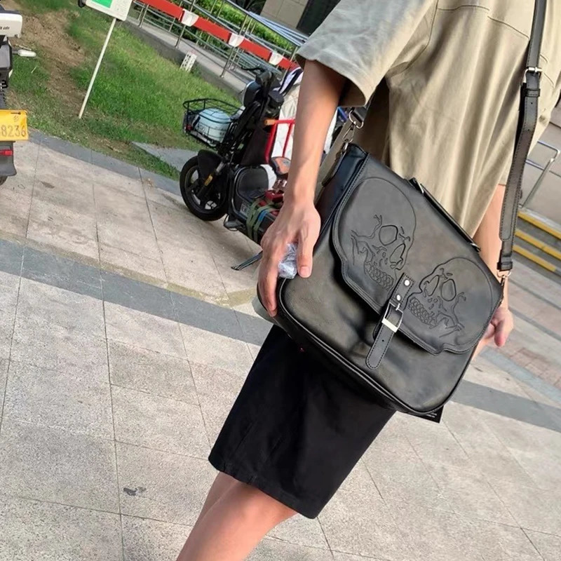 England Style Messenger Bag For Womens er Handbag Purses In Printed Embossed Head Rivet Briefcase Shoulder 240820