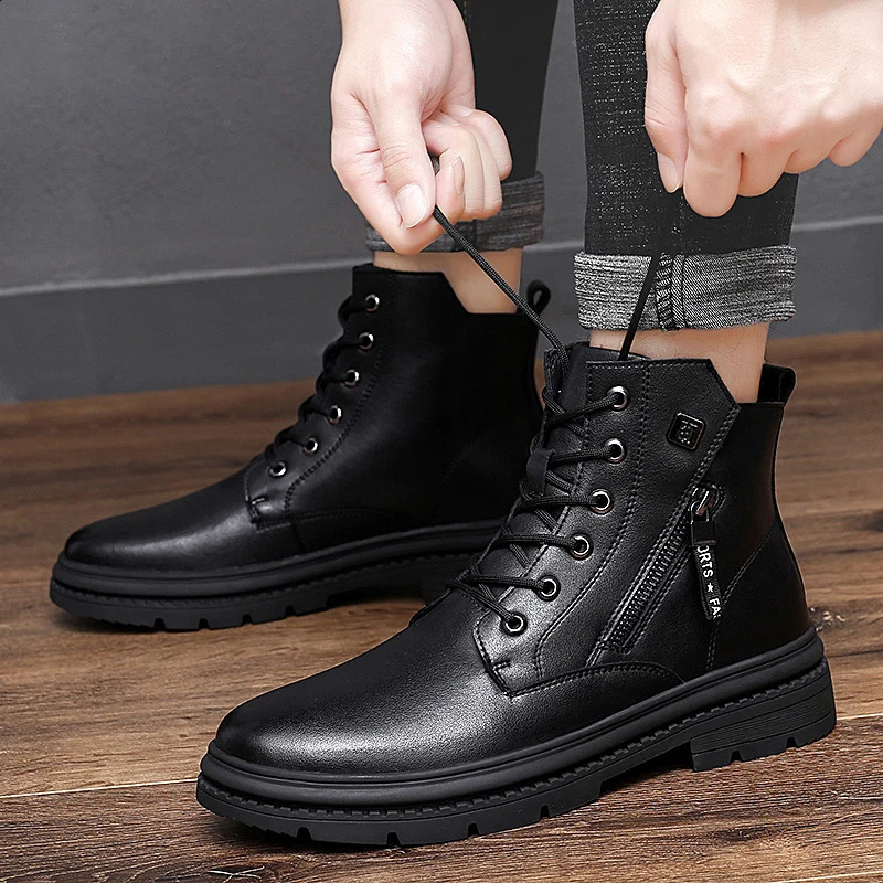 Mens genuine leather boots mens Chelsea boots handmade autumn and winter shoes casual and comfortable ankle boots Zapatos De Hombre 240821