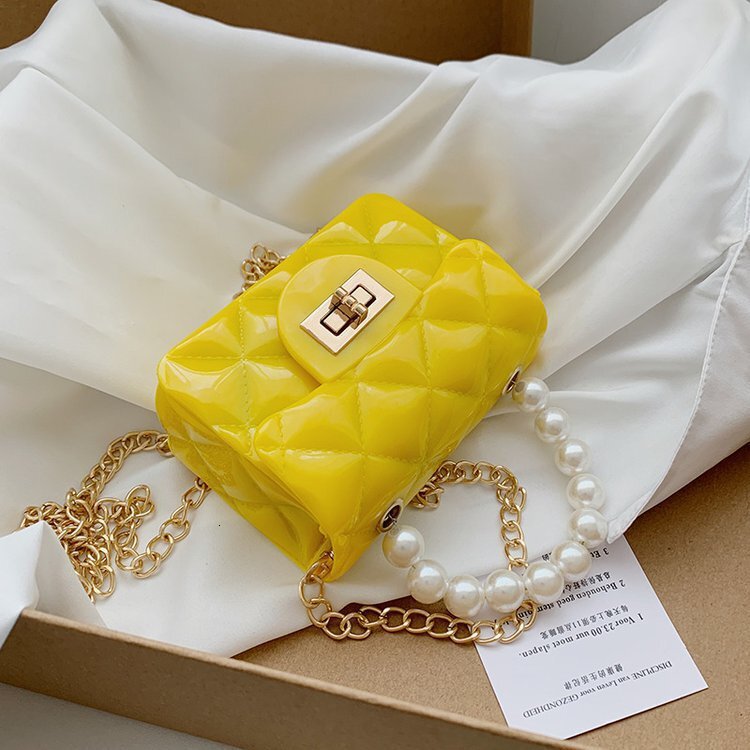 Children's 2024 New Mini Jelly gge Small Fragrant Pearl Handheld Single Cross Shoulder Chain Bag F3.5-08.21