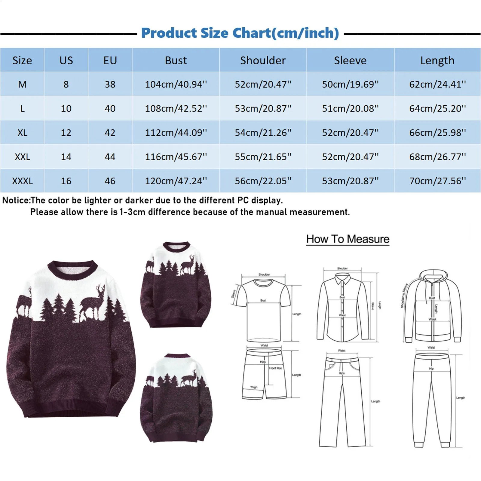 Autumn Winter Christmas Sweater Men Pullovers Deer Print Knitted Sweaters Unisex Man Woman Funny Warm Christmas Sweater 240821