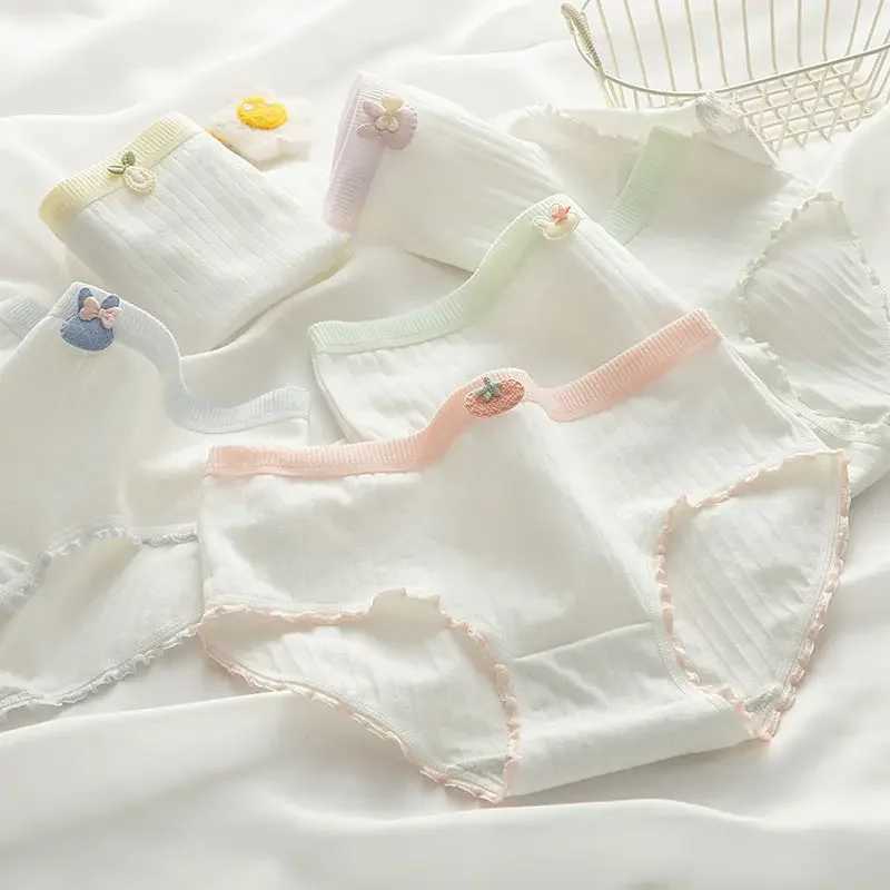 5PCS Cotton Girls Antibacterial Panties 3+y Young Children Underwears Kids Soft Cute Briefs Student Thin Breathable Knickers New Y240821