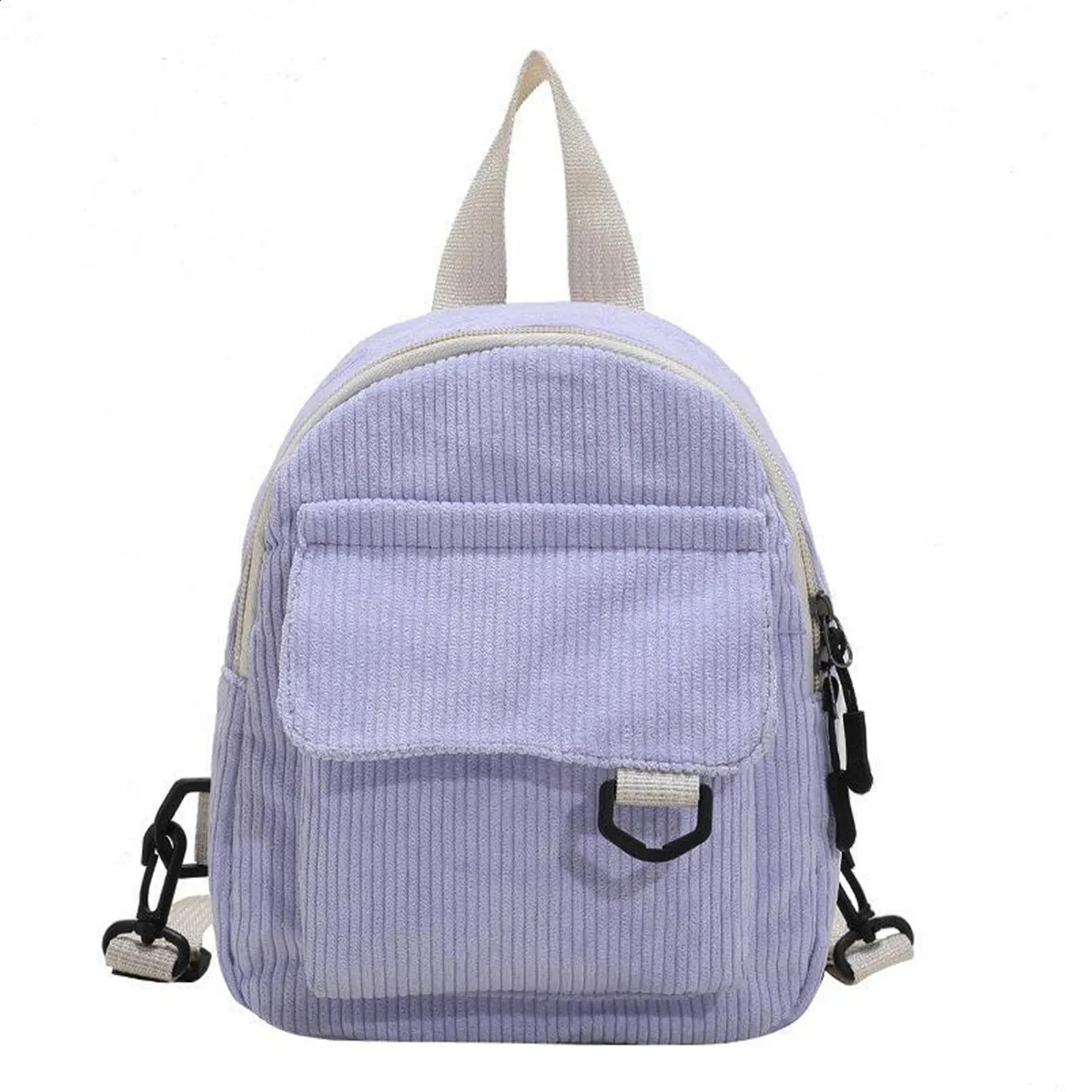 Fashion Womens Mini Backpack Solid Color Corduroy Small Simple Casual Traveling Large Capacity Bookbag Female Schoolbag y240925