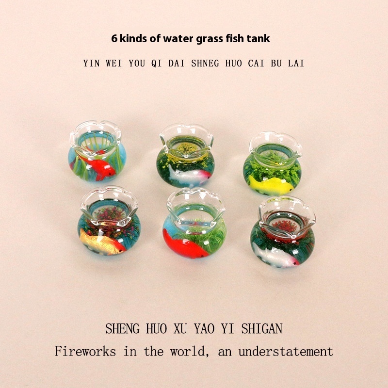 Adorable Mini Glass Resin Fishbowl - Unique Desktop Healing Landscape Display Perfect for Small Spaces and Kids' Rooms