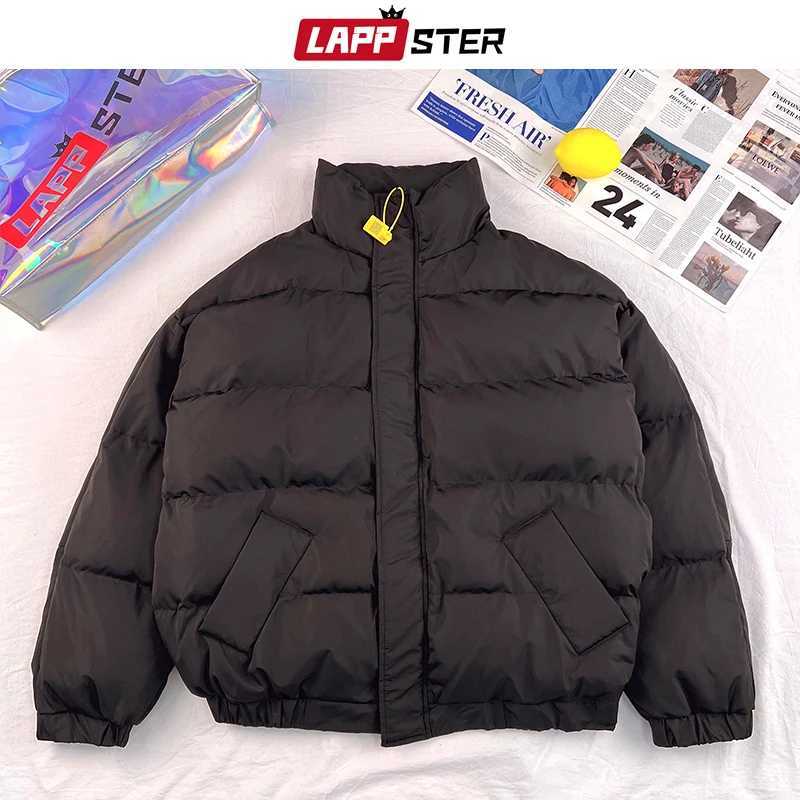 Puffer jacket LAPPSTER Waterproof Winter Coat Y2k Solid Harajuku Puffer Jacket Men Oversized Black Bubble Coat Korean Fashions Hooded Parkas M240821