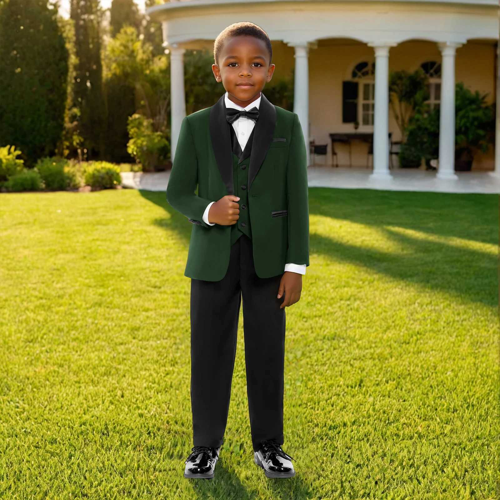 Suits DMDRS Boys First Class Slim Fit Suits Lightweight Style Notion Boys Classic Fit Dress Suit Set Dark Green Tuxedo Blazer Sets