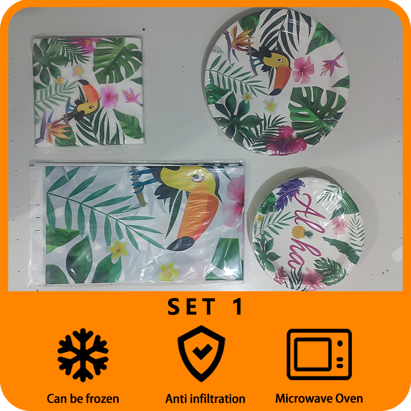 Tropical Rainforest Birthday Decoration Tableware Set Suitable for Theme Party Birthday Supplies