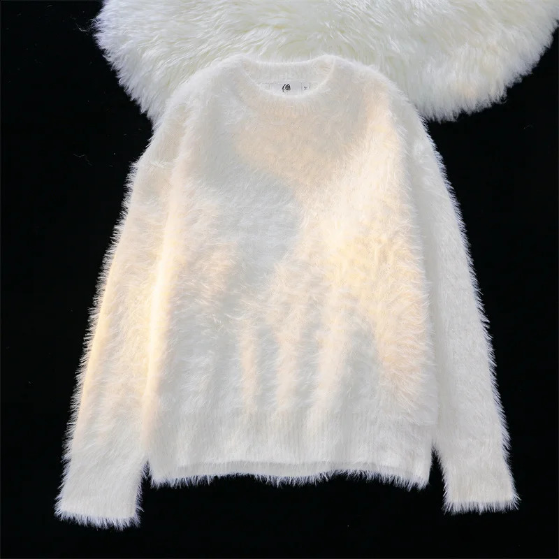 Mens AutumnWinter Large Solid Color Knitted Jumper Oneck Sweater Top Long Sleeve Warm Pull Set I594 240820