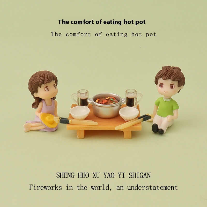 Miniature simulation mini shrimp dish, food and play, children's house kitchen accessories, micro landscape, couple eating hot pot scene decorati
