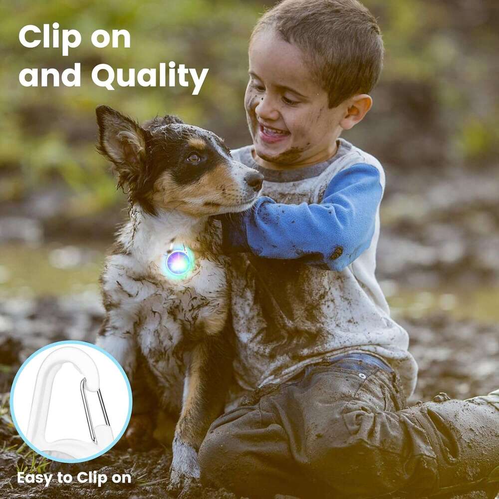 k LED Rechargeable Collar Clip on with RGB Color Pet Safety Lights up Lighted Dog Harness Light for Night Walking Camping