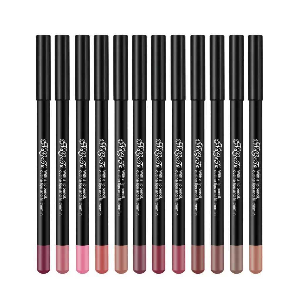 12Colors Matte Lip Liner Pen Single Piece Black Rod Waterproof Lip Gloss For Full Alluring Lips Cosmetics Cheap Makeup WholesaleXJ241209