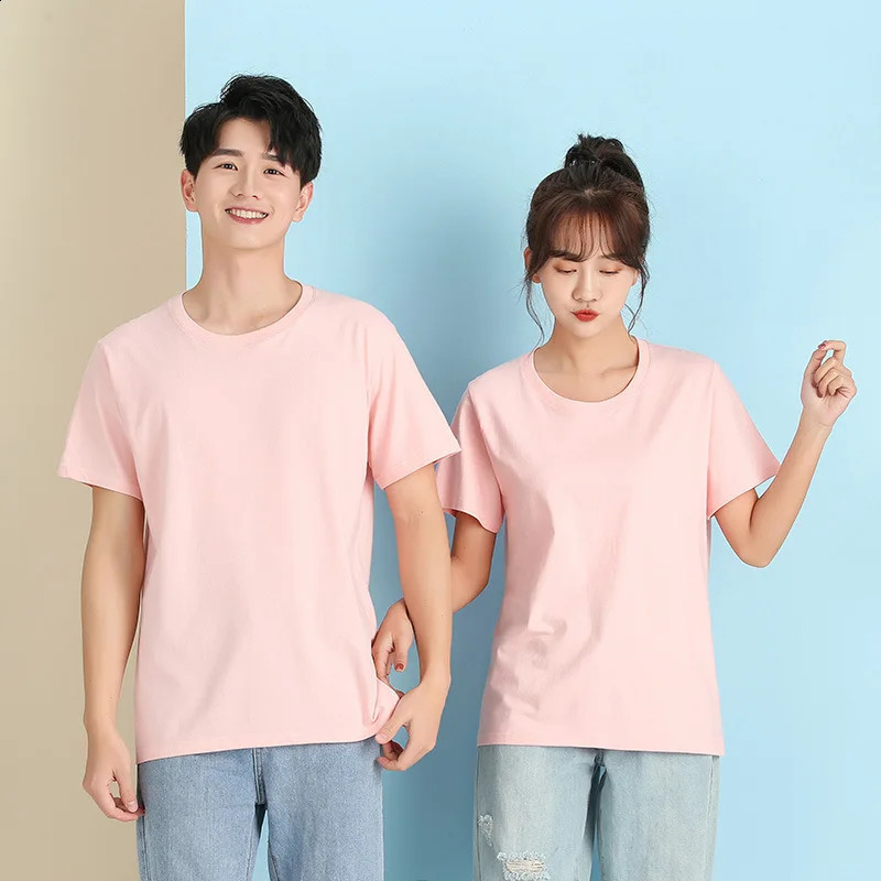 100% Cotton Mens Tshirt Solid Color Round Neck Short Sleeve Top 240821