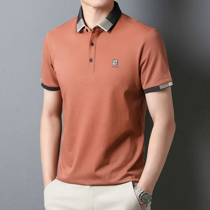 Summer Embroidery Loose Allmatch T Shirts Short Sleeve Solid Polo Neck Smart Casual Tops Tees Vintage Fashion Men Clothing 240820