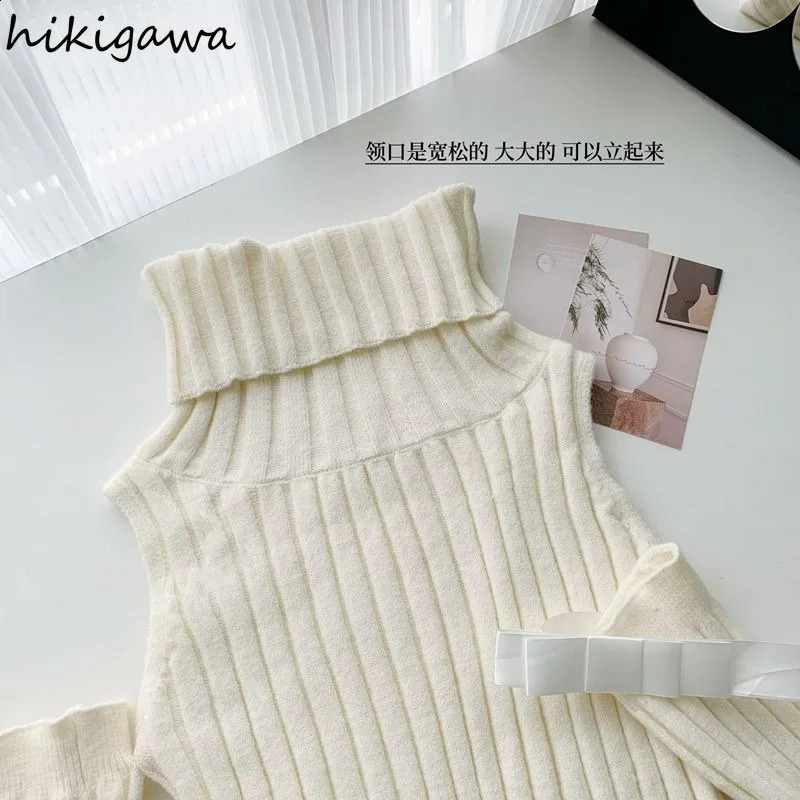 Trimmed sweater womens dress turtle collar tuned sexy skydiving fashionable irregular knitted floral sweetheart Y2k top women 240821