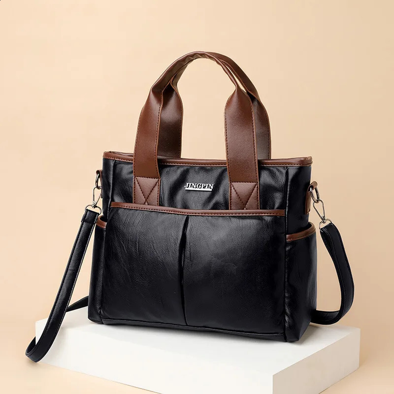 Vintage Soft Leather Top-handle Bags PU er Ladies Handbag Women Shoulder Bag Casual Tote 240820