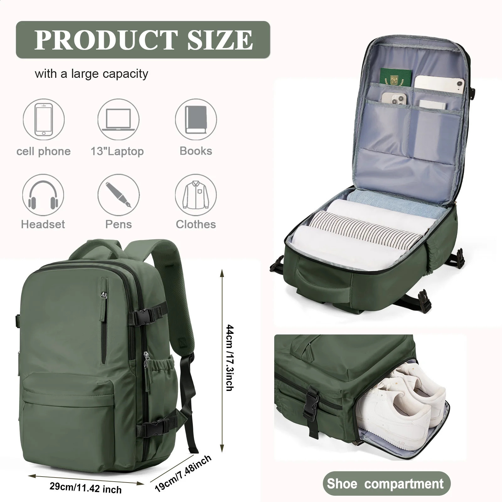 Airplane Travel Backpack Cabin Laptop Bag Mens Leisure Large Capacity Easyjet 45x36x20 Portable Handcart 240820