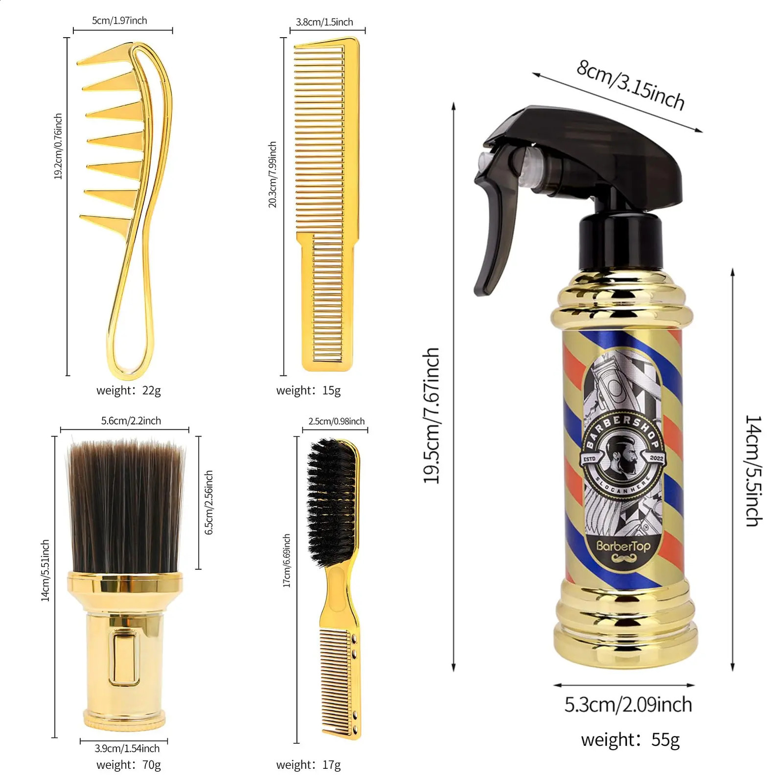 5pcs Hairdressing Supplies Set Barber Spray Bottles Comb Brush Tools Salon Hairdresser Haircut Tools Pro Barbershop Accessories 240808