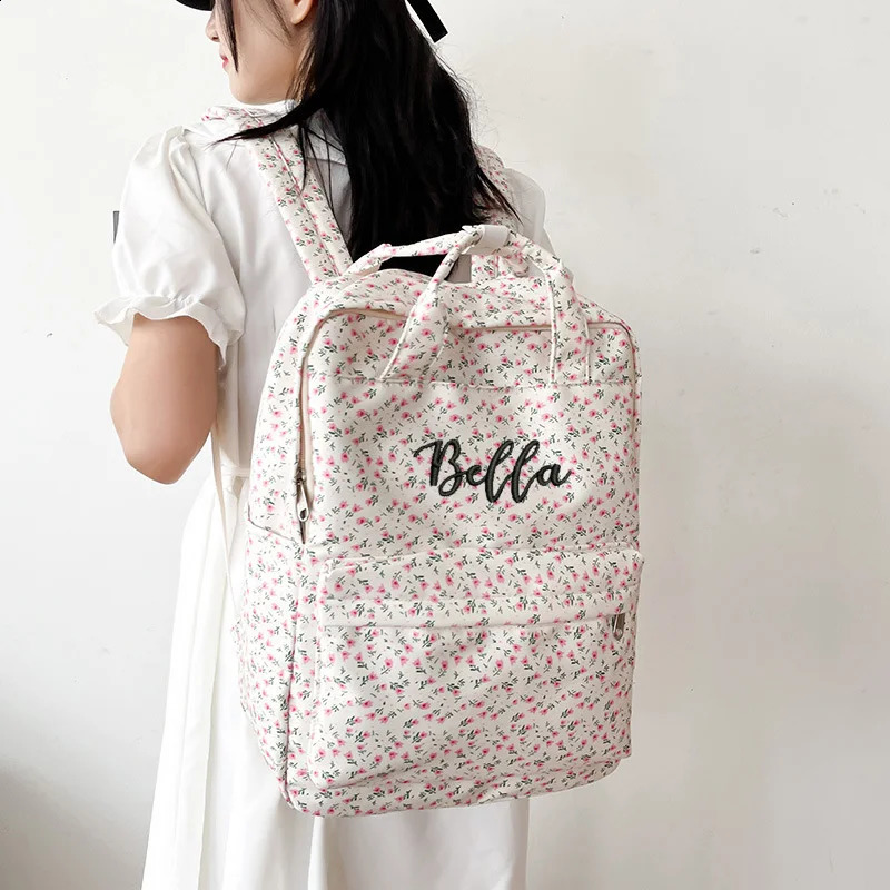 Personalized Literature and Art Fragmented Flower Girls School Bag Japanese Academy Style Casual Backpack 240820