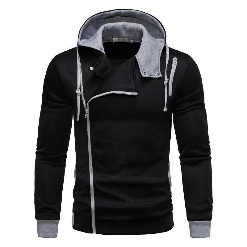 Men Hoodie Fall Zipper Polyester Long Sleeve Hooded Sweatshirt Mens Asymmetric Hoodies Men TopXJ240820